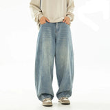 Retro Washed Oversized Split Curved Jeans