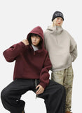 Heavyweight Ribbed Solid Color Half Zip Hoodie