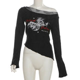 Dark Punk Mesh Patchwork Long T-Shirt