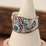 Stylish Silver Blue Stone Inlaid Ring