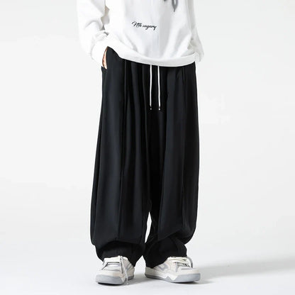 Fashionable High Waist Wide Leg Solid Color Jogger