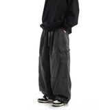 Black Baggy Cargo Jeans Trousers