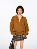 Cozy Yellow Knitted Casual Sweater