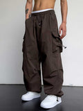 Loose Solid Drawstring Cargo Pants