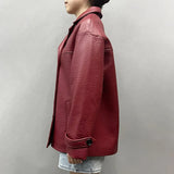 Autumn Loose Fit Genuine PU Leather Jacket
