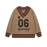 Cozy Vintage Letter Print Oversize Sweater