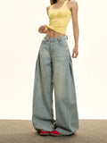Women Long-lasting Oversize Ripped Blue Denim Jeans
