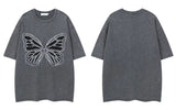 Women Butterfly Patch Oversized Cute Washed T-Shirt