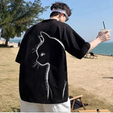 Minimalist Cat Profile T-shirt