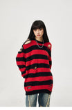 Striped Knitted Ripped Sweater