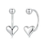 Stylish Sterling Silver Asymmetric Heart Earrings