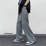 Plaid Loose Casual Straight Wide-Leg Pants