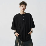 Cool Button Design Solid Color Round T-Shirt