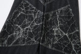 Lightning Spliced Wide Leg Distressed Jeans