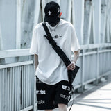 Geometric Print Techwear Punk Style T-Shirt