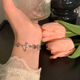 Exquisite Colorful Zircon Heart Butterfly Bracelet
