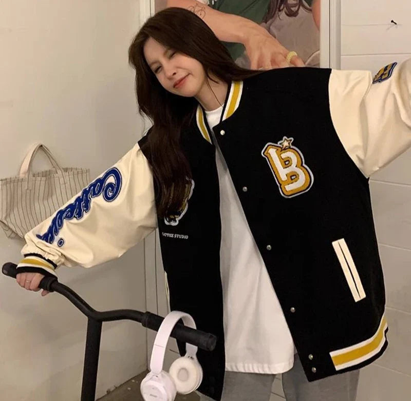 Women American Style Baseball Embroidered Jacket