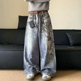 Retro Streetwear American Style Baggy Chain Jeans