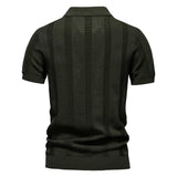Breathable Striped Mesh Polo T-Shirt