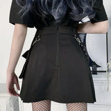 Sexy Punk Black Pleated Mini Skirt