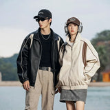Durable Color Block Waterproof Leather Jacket