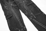 Vintage Washed Embroidery Denim Jeans