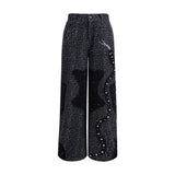 Pearl Patchwork Sequins Denim Jeans