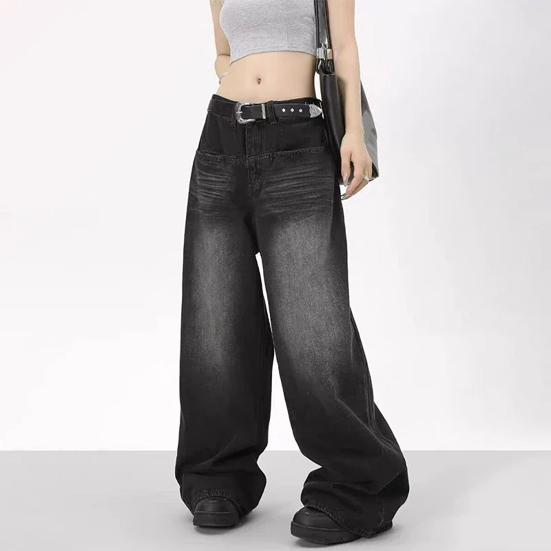 Vintage Wide Leg Black Jeans