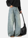 Japanese Style Washed Splatter Relaxed Fit Jeans