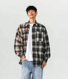 Streetwear Stylish Two Color Plaid Patchwork Cotton Long Shirt