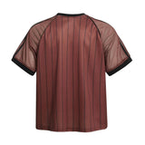 Elevated Streetwear Striped Graphic Print Sport T-Shirt