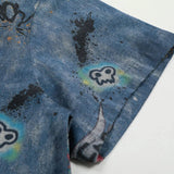 Oversized Graffiti Printed Vintage Denim Shirt
