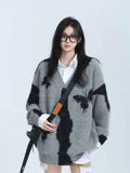 Vintage Butterfly Jacquard Knitted Cardigan
