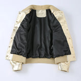 Golden Genuine Sheepskin Leather Jacket