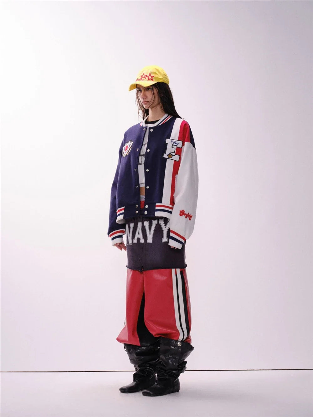 Y2K Embroidered Patchwork Baseball Varsity Jacket