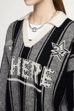 Striped Wheel Star Design Sweater