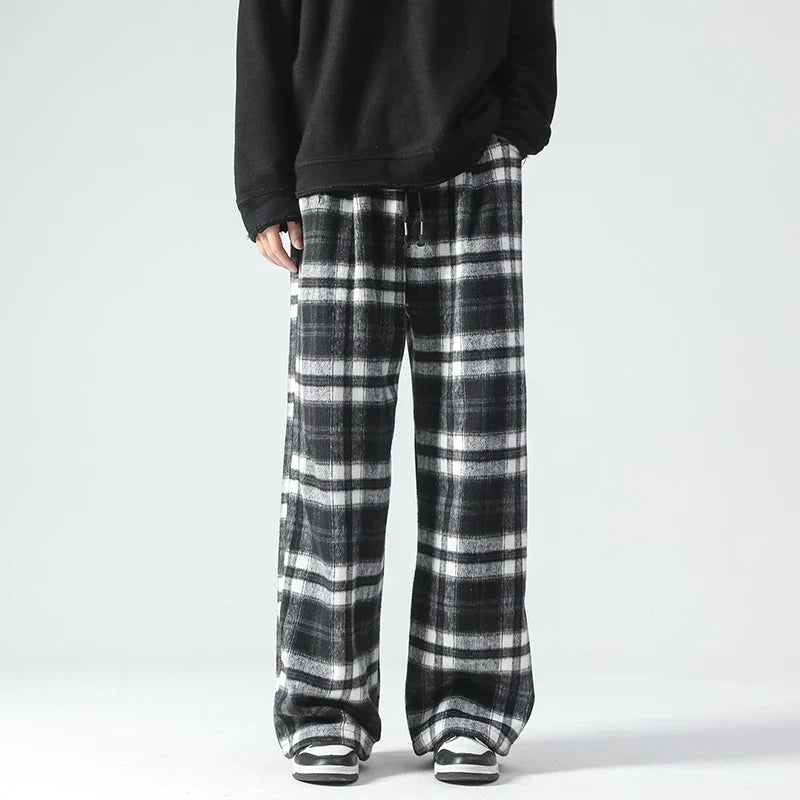 Autumn Fashionable Plaid Wide Leg Sweatpants