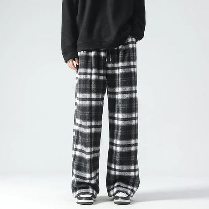 Autumn Fashionable Plaid Wide Leg Sweatpants