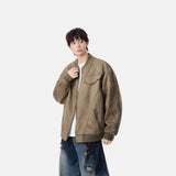 Distressed Pattern Casual Full Zip Jacket