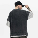 High Street Distressed Patchwork Cotton T-Shirt