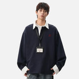 Cozy Comfort Loose Polo Collar Sweatshirt