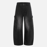 Retro Mid Waist Cotton Cargo Pants