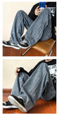 Ankle-length Baggy Washed Denim Pants