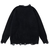 Women Chic Oversized Cat Graphic Knit Sweater