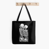 Gothic Skull Letter Printed Canvas Tote Bag