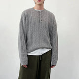 Premium Casual Henley Cable Knit Sweater