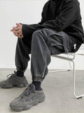 Baggy Streetwear Black Denim Cargo Jeans