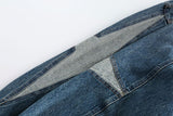 Embroidery Star Patchwork Washed Denim Jacket