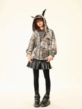 Women American Style Doberman Print Hooded Sweatshirt