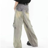 Streetwear Comfort Distressed Wide Leg Cargo Jeans
